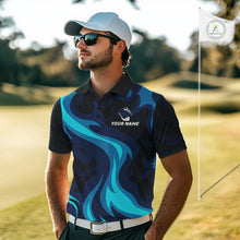 Load image into Gallery viewer, Mens Golf Ball Pattern Shirts Custom Black And Blue Mens Golf Polos Golf Team Outfits NYN3383