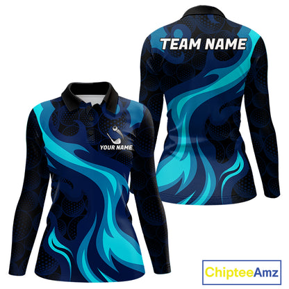 Womens Golf Ball Pattern Shirts Custom Black And Blue Mens Golf Polos Golf Team Outfits NYN3383