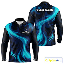 Load image into Gallery viewer, Mens black and blue golf ball pattern polo shirt golf team outfit