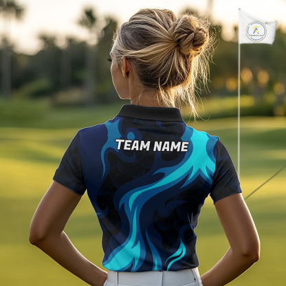 Womens Golf Ball Pattern Shirts Custom Black And Blue Mens Golf Polos Golf Team Outfits NYN3383