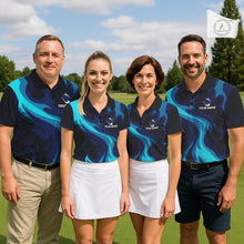 Load image into Gallery viewer, Mens Golf Ball Pattern Shirts Custom Black And Blue Mens Golf Polos Golf Team Outfits NYN3383
