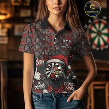 Load image into Gallery viewer, Custom Funny Dartboard Red Graffiti Christmas Darts Polo Shirt For Women, Xmas Dart Jerseys NYN1829