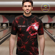 Load image into Gallery viewer, Male bowler wearing thunder tiger bowling jersey during tournament competition, premium bowling apparel for wildlife enthusiasts, sports fans and championship bowlers, symbolizing confidence, determination and fearless performance.
