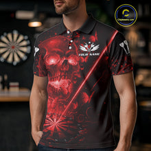 Load image into Gallery viewer, Lightning Red Butterflies Skull Dartboard Custom Men Darts Polo Shirt Dart Jerseys NYN1849