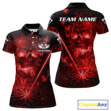 Load image into Gallery viewer, Lightning Red Butterflies Skull Dartboard Custom Women Darts Polo Shirt Dart Jerseys NYN1849