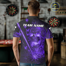 Load image into Gallery viewer, Lightning Purple Butterflies Skull Dartboard Custom Men Darts Polo Shirt Dart Jerseys NYN1850