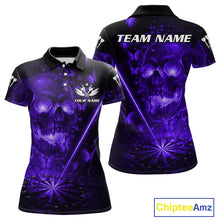Load image into Gallery viewer, Lightning Purple Butterflies Skull Dartboard Custom Women Darts Polo Shirt Dart Jerseys NYN1850