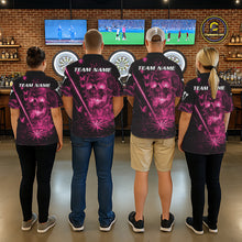 Load image into Gallery viewer, Lightning Pink Butterflies Skull Dartboard Custom Women Darts Polo Shirt Dart Jerseys NYN2355