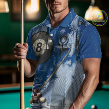 Load image into Gallery viewer, Blue Grey Grunge 8 Ball Pool Shirts Custom Men Billiard Pool Shirts Rack Billiard Team Jerseys NYN2976
