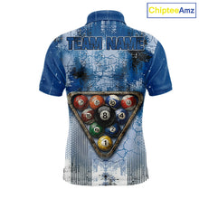 Load image into Gallery viewer, Blue Grey Grunge 8 Ball Pool Shirts Custom Men Billiard Pool Shirts Rack Billiard Team Jerseys NYN2976
