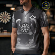 Load image into Gallery viewer, Grey Silver Wings Dartboard &amp; Arrow Custom Men Darts Polo Shirt Outfits Dart Jerseys NYN1858