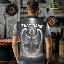 Load image into Gallery viewer, Grey Silver Wings Dartboard &amp; Arrow Custom Men Darts Polo Shirt Outfits Dart Jerseys NYN1858