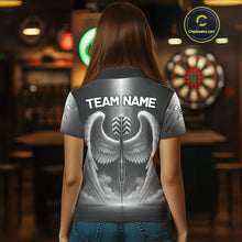 Load image into Gallery viewer, Grey Silver Wings Dartboard &amp; Arrow Custom Women Darts Polo Shirt Outfits Dart Jerseys NYN1858