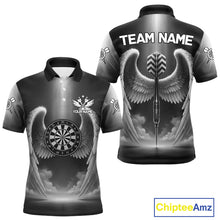 Load image into Gallery viewer, Grey Silver Wings Dartboard &amp; Arrow Custom Men Darts Polo Shirt Outfits Dart Jerseys NYN1858