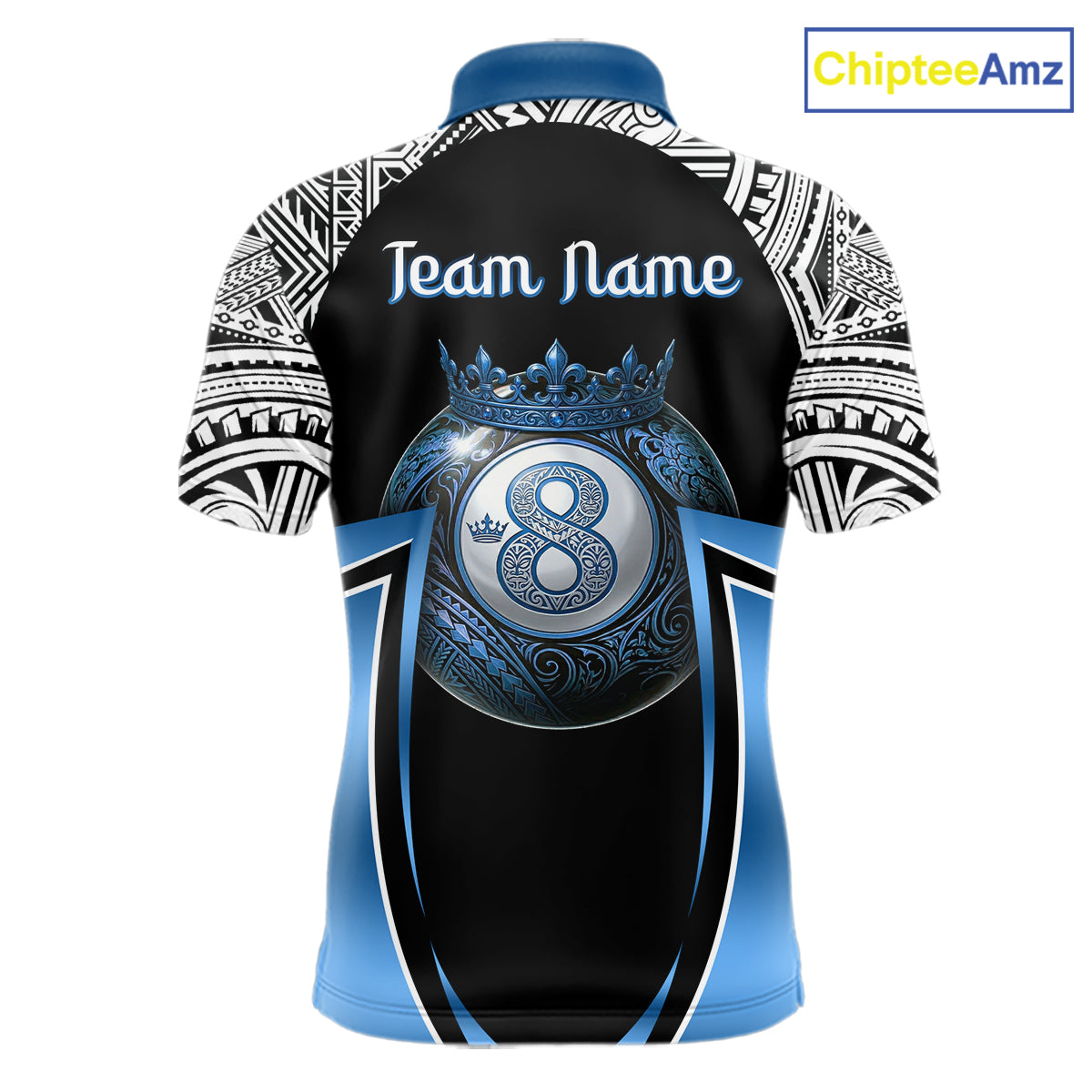 Blue Tribal 8 Ball Billiard Shirt For Men Personalized Tribal Pool Polo & 1/4-Zip Team Jersey NYN2984