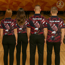 Load image into Gallery viewer, Custom Red Tribal Pattern Polynesian Eagle Bowling Women Polo Quarter-Zip Shirts, Bowling Team Attire NYN3687