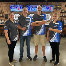 Load image into Gallery viewer, Blue Fiery Rooster Fury Dart Arrow Men Funny Darts Quarter- Zip Shirt Custom Name Darts Jersey NYN2113
