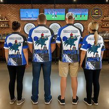 Load image into Gallery viewer, Blue Fiery Rooster Fury Dart Arrow Men Funny Darts Quarter- Zip Shirt Custom Name Darts Jersey NYN2113