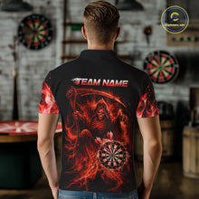 Load image into Gallery viewer, Custom Red Flaming Grim Reaper Dartboard Men Dart Polo Shirt Personalized Skull Dart Team Jerseys NYN2774