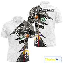 Load image into Gallery viewer, 8 Ball 9 Ball Billiard Cue Shirt For Men Custom Grey Camo Pool Team Jersey