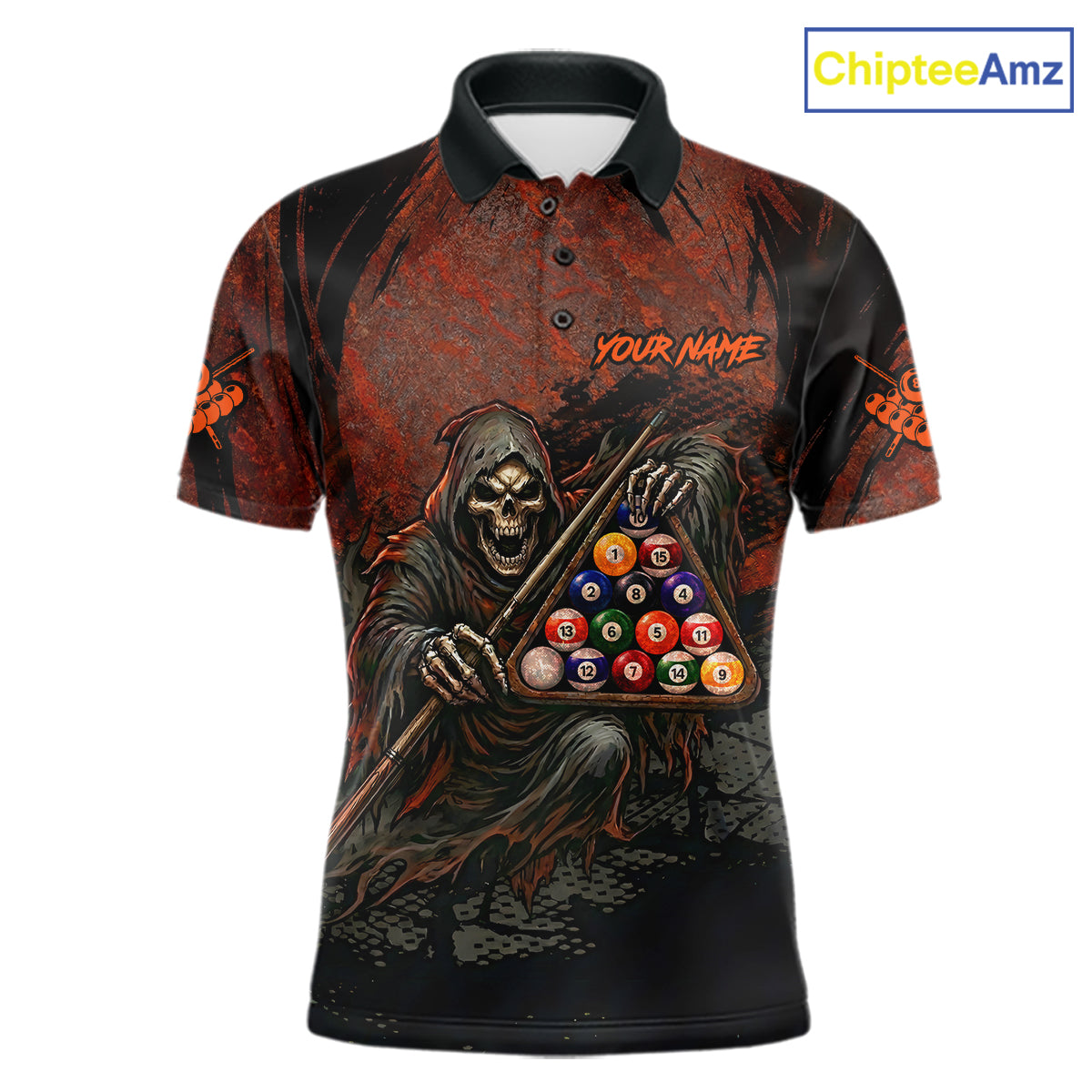 Custom Black And Gold 8 Ball 9 Ball Break Glass Billiard Shirt For Men, Pool Billiard Clothes Jersey NYN3019