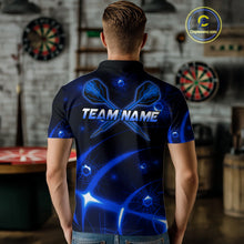 Load image into Gallery viewer, Lightning Dart Arrow Custom Blue Darts Polo Shirt For Men - Darts Team Jersey NYN0718
