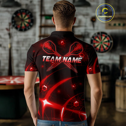 Lightning Dart Arrow Custom Red Darts Polo Shirt For Men - Darts Team Jersey NYN0719