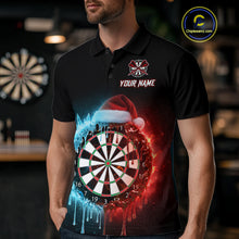 Load image into Gallery viewer, Custom Red Santa Hat &amp; Ice Dartboard Men Darts Polo Shirt Outfits Christmas Dart Jerseys NYN1895