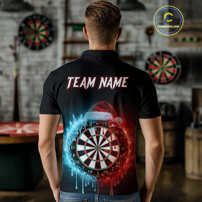 Custom Red Santa Hat & Ice Dartboard Men Darts Polo Shirt Outfits Christmas Dart Jerseys NYN1895