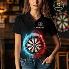 Load image into Gallery viewer, Custom Red Santa Hat &amp; Ice Dartboard Women Darts Polo Shirt Outfits Christmas Dart Jerseys NYN1895