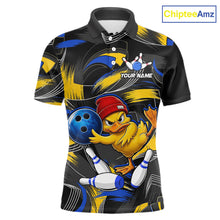 Load image into Gallery viewer, Blue And Yellow Funny Duck Bowling Shirts For Men Personalized Bowling Team Name Outfits NYN3190