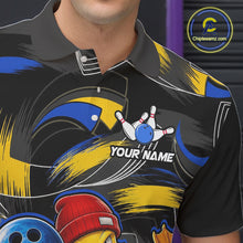 Load image into Gallery viewer, Blue And Yellow Funny Duck Bowling Shirts For Men Personalized Bowling Team Name Outfits NYN3190