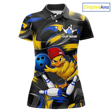 Load image into Gallery viewer, Blue And Yellow Funny Duck Bowling Shirts For Women Personalized Bowling Team Name Outfits NYN3190
