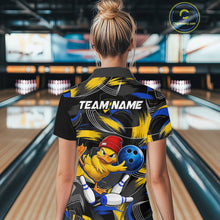 Load image into Gallery viewer, Blue And Yellow Funny Duck Bowling Shirts For Women Personalized Bowling Team Name Outfits NYN3190
