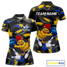 Load image into Gallery viewer, Blue And Yellow Funny Duck Bowling Shirts For Women Personalized Bowling Team Name Outfits NYN3190