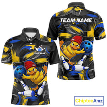 Load image into Gallery viewer, Blue And Yellow Funny Duck Bowling Shirts For Men Personalized Bowling Team Name Outfits NYN3190