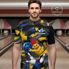 Load image into Gallery viewer, Blue And Yellow Funny Duck Bowling Shirts For Men Personalized Bowling Team Name Outfits NYN3190