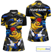 Load image into Gallery viewer, Blue And Yellow Funny Duck Bowling Shirts For Women Personalized Bowling Team Name Outfits NYN3190