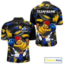 Load image into Gallery viewer, Blue And Yellow Funny Duck Bowling Shirts For Men Personalized Bowling Team Name Outfits NYN3190