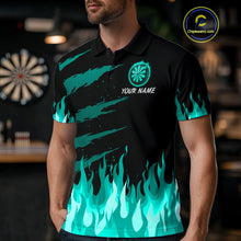 Load image into Gallery viewer, Custom Turquoise Flames Phoenix Dartboard Dart Polo Jersey For Men Dart Tournament Team Shirts NYN0982