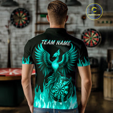 Load image into Gallery viewer, Custom Turquoise Flames Phoenix Dartboard Dart Polo Jersey For Men Dart Tournament Team Shirts NYN0982