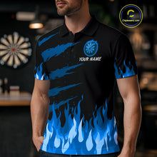 Load image into Gallery viewer, Custom Blue Flames Phoenix Dartboard Dart Polo Jersey For Men Dart Tournament Team Shirts NYN0983