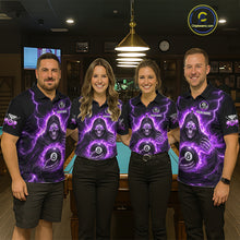 Load image into Gallery viewer, Fire Flame Grim Reaper Holding 8 Ball Pool Women  Polo &amp; 1/4-Zip Shirt Personalized Billiard Gifts NYN2434