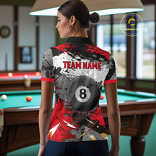 Load image into Gallery viewer, Black, White And Red Grunge Paint Billiard Pool Shirts For Women Custom 8 Ball Billiard Team Attire NYN3019