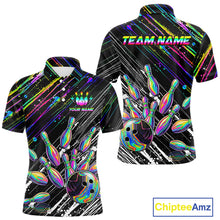 Load image into Gallery viewer, Holographic Strike Bowling Ball &amp; Pins Jersey For Men Custom Splatter Paint Bowling Team Shirts NYN3200