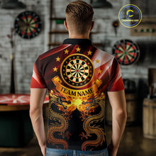 Load image into Gallery viewer, Flame Dragons With Golden Darts Men's Darts Team Shirt - Custom Name For Players NYN0500