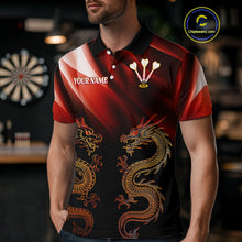 Load image into Gallery viewer, Flame Dragons With Golden Darts Men's Darts Team Shirt - Custom Name For Players NYN0500