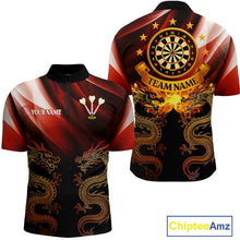 Load image into Gallery viewer, Flame Dragons With Golden Darts Men's Darts Team Shirt - Custom Name For Players NYN0500