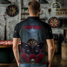 Load image into Gallery viewer, Red Butterfly Roses Dartboard Skull Custom Men Darts Polo Shirt Gothic Dart Jerseys NYN1911