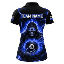 Load image into Gallery viewer, Blue Flames Grim Reaper Holding 8 Ball Pool Women Polo &amp; 1/4-Zip Shirt Personalized Billiard Gifts NYN2661